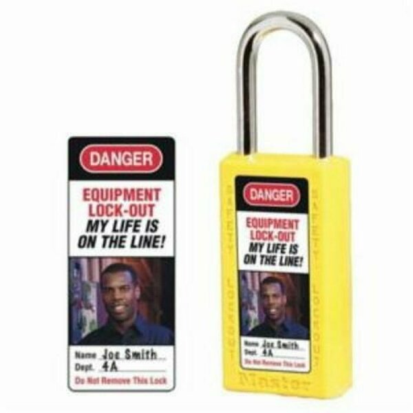 Master Lock Padlock Label, 0411-5705, DANGER EQUIPMENT LOCK OUT MY LIFE IS ON THE LINE Legend, 6PK 0411-5705